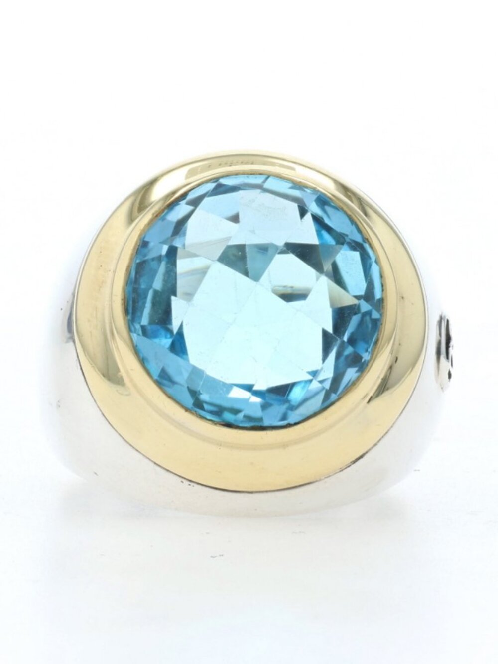 David Yurman Bezel Blue Topaz Cocktail Solitaire Ring - Sterling 925 Gold 18k Rd